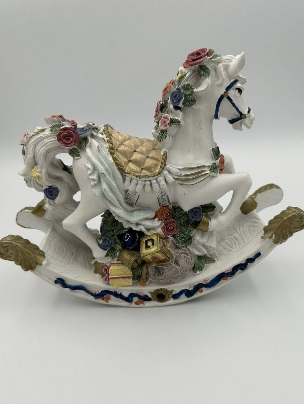 Collectible Vintage Rocking Horse Victorian Music Box - Picture 9 of 13